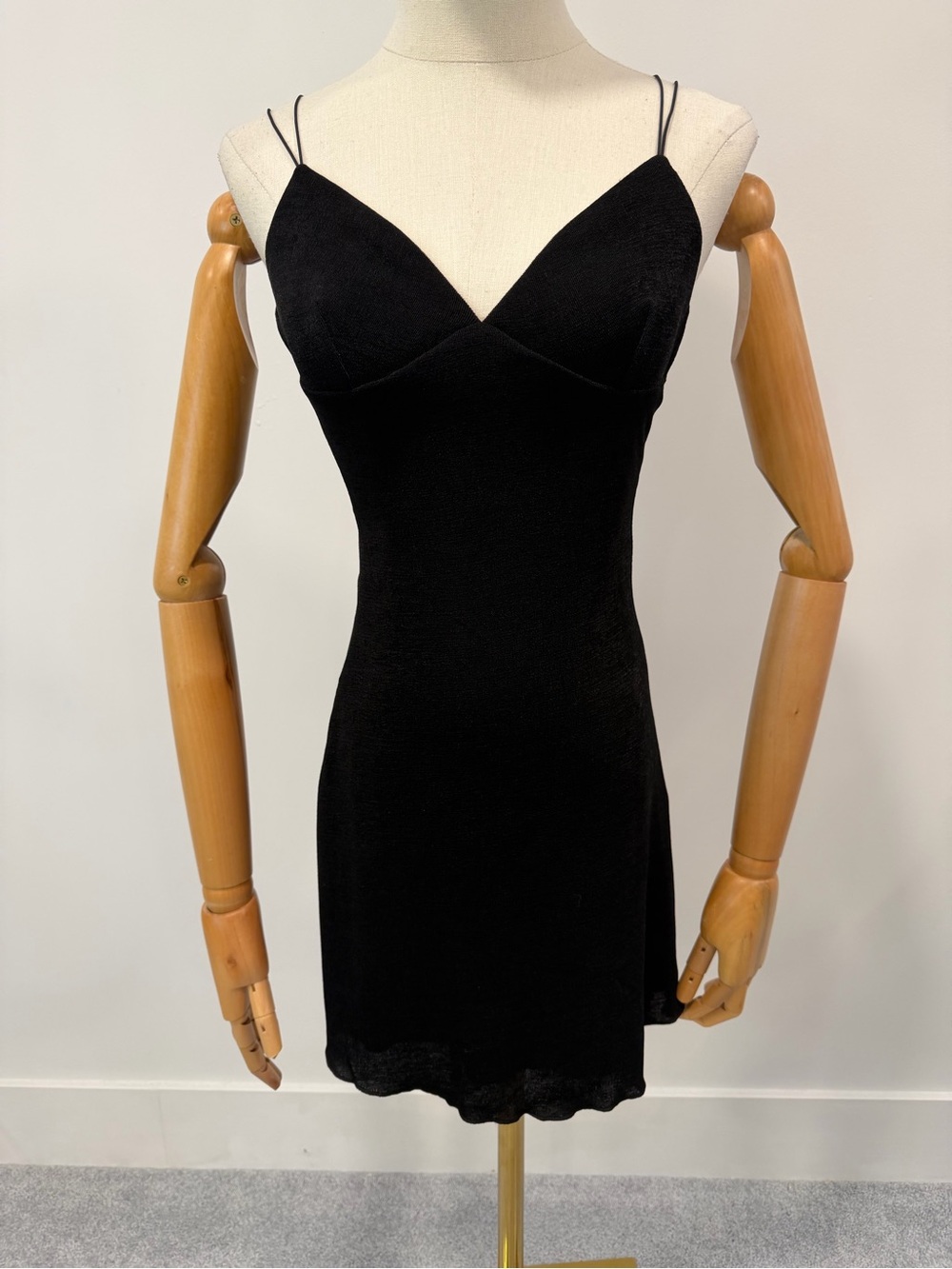 Oh Polly Black Slip Dress with Thin Straps